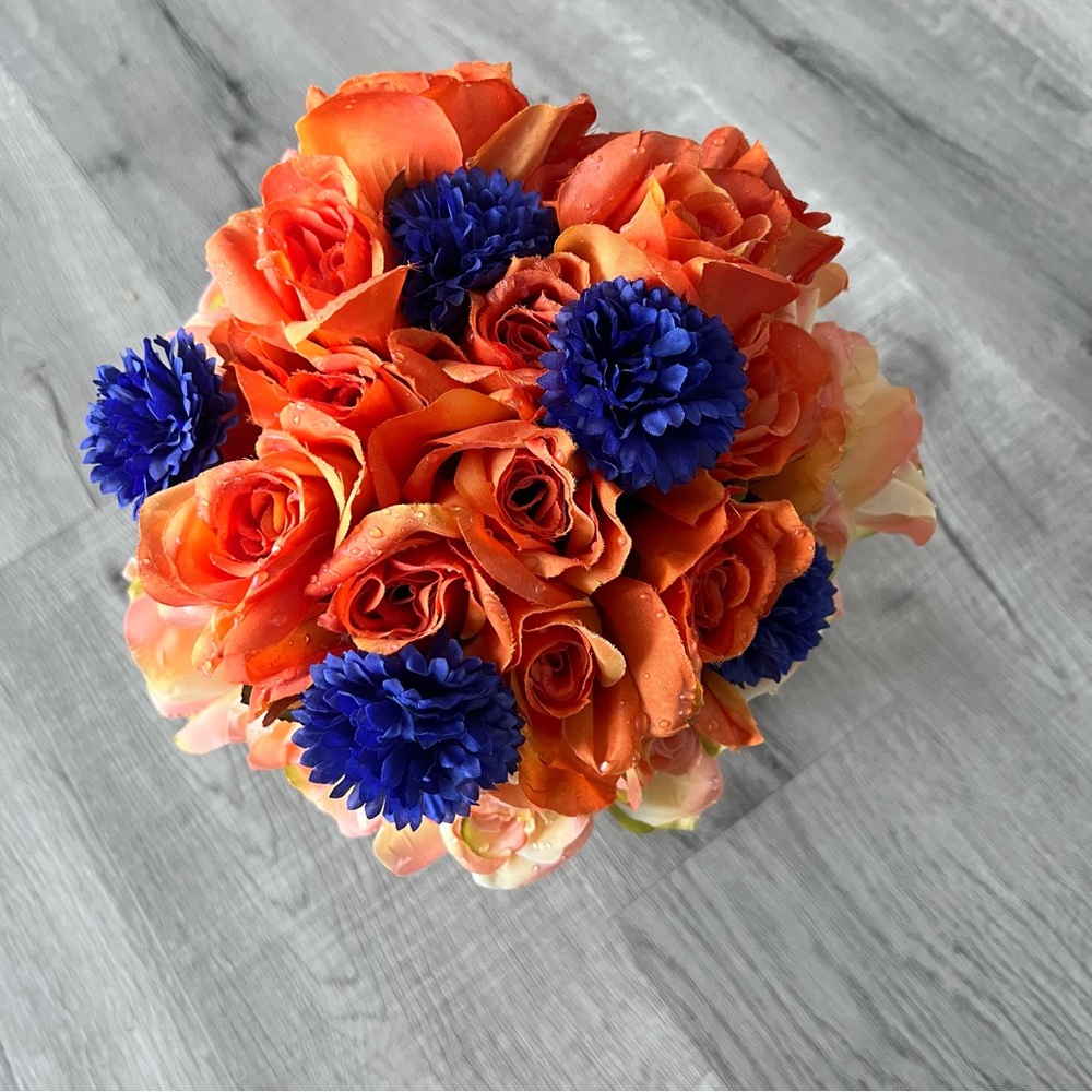 Vibrant Orange and Blue Floral Bouquet